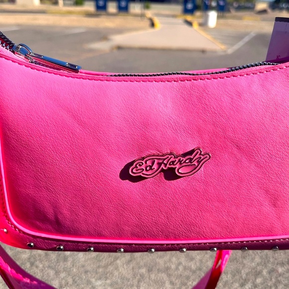 Sold - NEW Pink Ed Hardy Bag With Studs 💖 - Picture 3 of 10